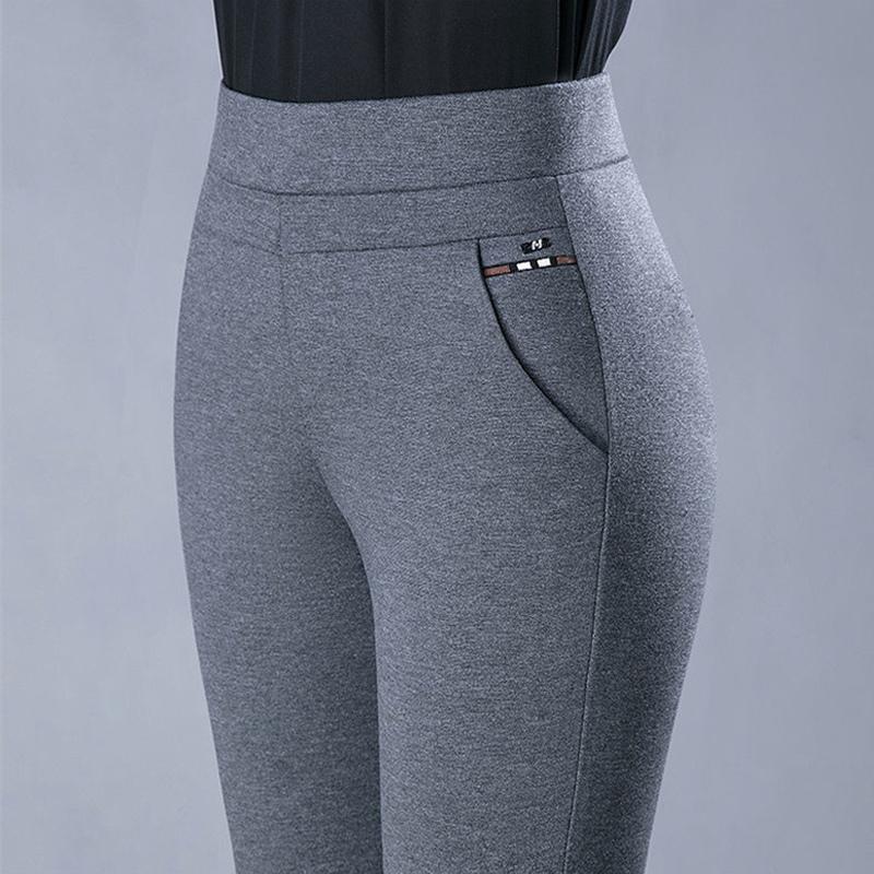 Damen Bleistifthose mit hoher Taille und Stretch, schmale Hose für Frühling und Herbst, Freizeithose, Schwarz/Grau, All-Match-Stil, Damenmode im mittleren Alter XXXL grau von Joom DACH