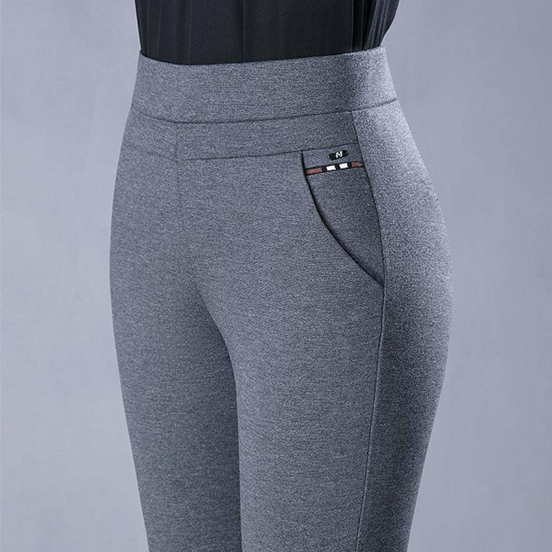 Damen Bleistifthose mit hoher Taille und Stretch, schmale Hose für Frühling und Herbst, Freizeithose, Schwarz/Grau, All-Match-Stil, Damenmode im mittleren Alter XXXL grau von Joom DACH