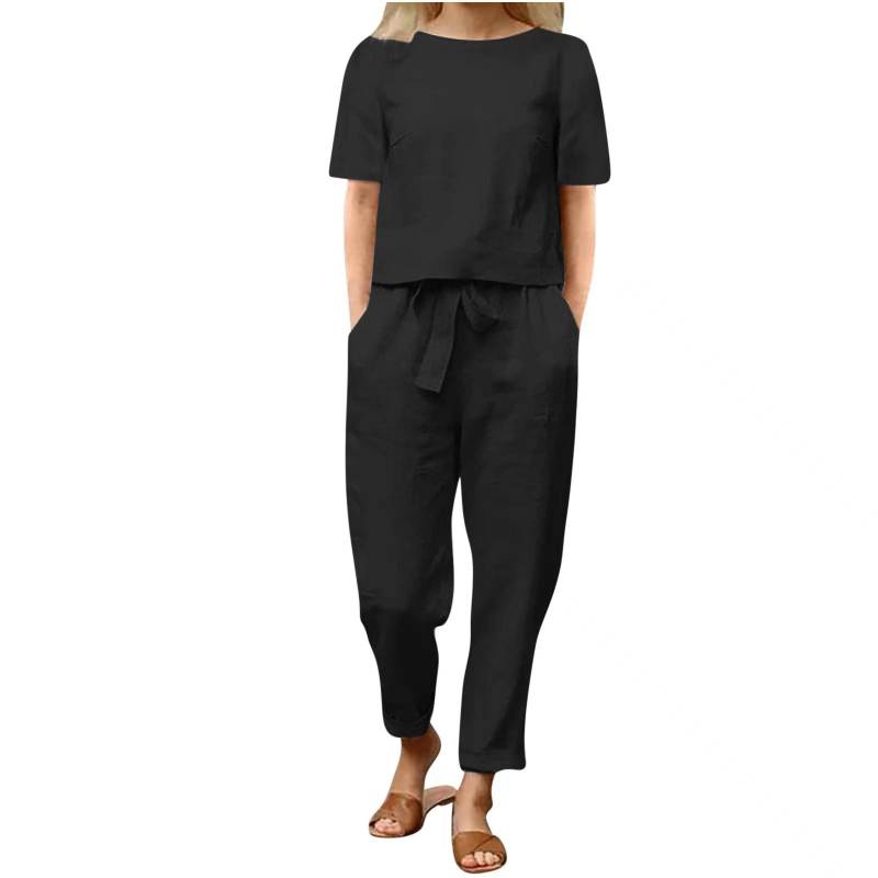 Damen Bluse und Hose, Ein Sommer-Set aus zwei Objekten mit Hose XXL schwarz von Joom DACH