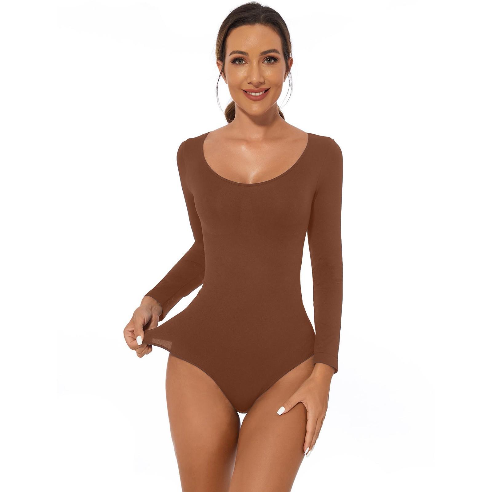 Damen Body Shaper Langarm Tanga Bodysuit Formend Formend Stark Formend Atmungsaktive Materialien XXXL von Joom DACH