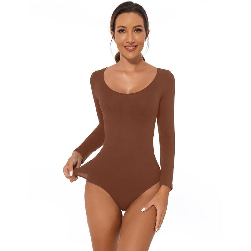 Damen Body Shaper Langarm Tanga Bodysuit Formend Formend Stark Formend Atmungsaktive Materialien XXXL von Joom DACH