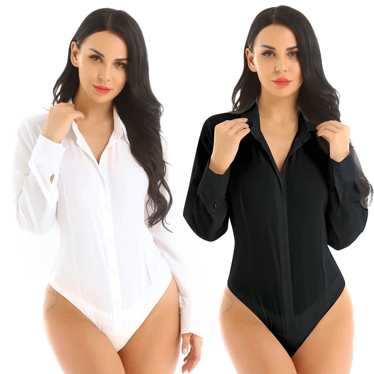 Damen-Body mit langen Ärmeln, Button-Down-Hemden, Einteiler, pflegeleichte Arbeitsbluse, Trikot-Oberteil L weiß Damen-Body mit langen Ärmeln, Button-Down-Hemden, Einteiler, pflegeleichte Arbeitsbluse, Trikot-Oberteil L weiß von Joom DACH