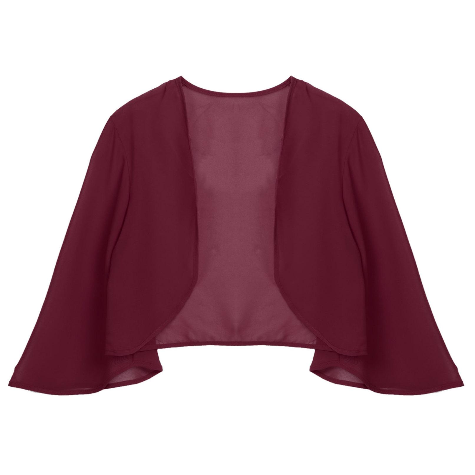 Damen-Bolero-Achselzucken mit 3/4-Ärmeln, durchscheinendem, weichem Chiffon, vorne offen, Jacke, Strickjacke, Vertuschungen 3XL von Joom DACH