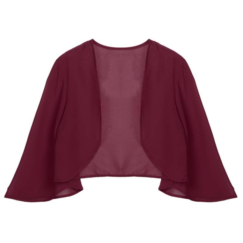 Damen-Bolero-Achselzucken mit 3/4-Ärmeln, durchscheinendem, weichem Chiffon, vorne offen, Jacke, Strickjacke, Vertuschungen 3XL bordeaux von Joom DACH
