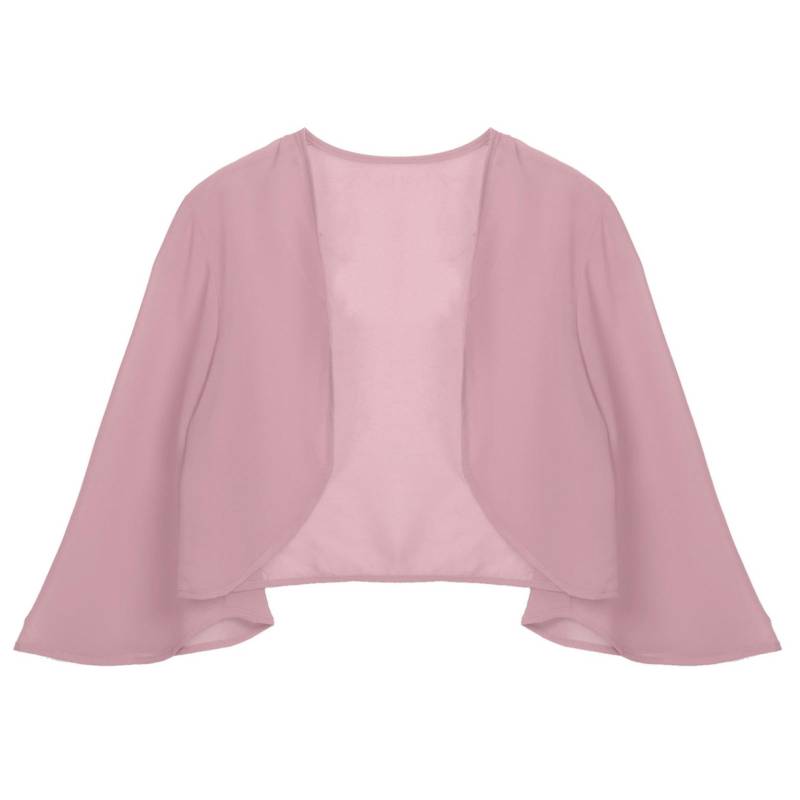 Damen-Bolero-Achselzucken mit 3/4-Ärmeln, durchscheinendem, weichem Chiffon, vorne offen, Jacke, Strickjacke, Vertuschungen L dunkel rosa von Joom DACH