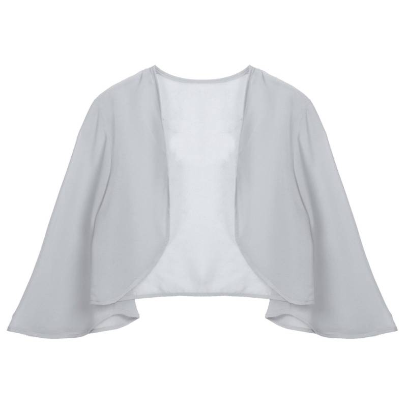 Damen-Bolero-Achselzucken mit 3/4-Ärmeln, durchscheinendem, weichem Chiffon, vorne offen, Jacke, Strickjacke, Vertuschungen M grau von Joom DACH