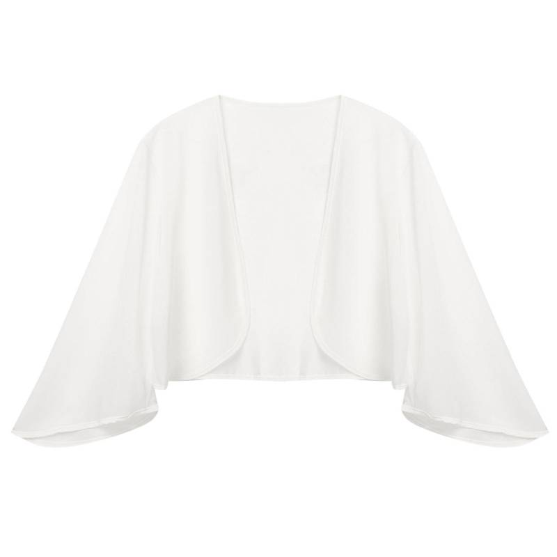 Damen-Bolero-Achselzucken mit 3/4-Ärmeln, durchscheinendem, weichem Chiffon, vorne offen, Jacke, Strickjacke, Vertuschungen S elfenbein von Joom DACH