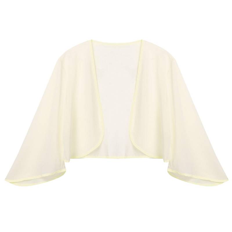Damen-Bolero-Achselzucken mit 3/4-Ärmeln, durchscheinendem, weichem Chiffon, vorne offen, Jacke, Strickjacke, Vertuschungen XXL champagner von Joom DACH