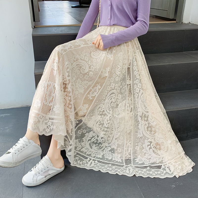 Damen Büro Freizeitrock Spitzenrock A-Linie Langes Kleid Saum Gaze Hohl Faltenrock 4XL Damen Büro Freizeitrock Spitzenrock A-Linie Langes Kleid Saum Gaze Hohl Faltenrock 4XL von Joom DACH