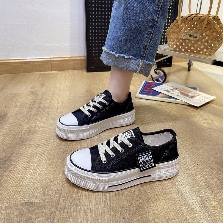 Damen Canvas Schuhe Herbst Neue Schnürschuhe Damen Low-Top Muffin Flache Sport Casual Weiße Schuhe für Damen 40 von Joom DACH