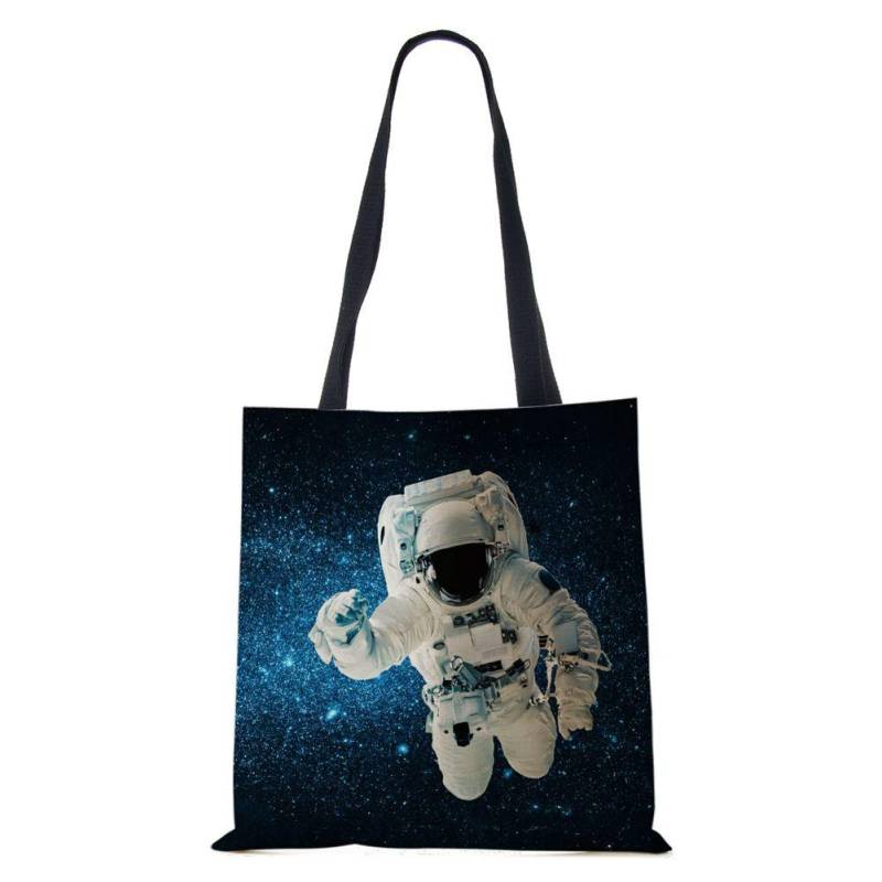 Damen Canvas Schultertasche Aerospace Spaceman Harajuku 2022 Wiederverwendet Großes Fassungsvermögen Lässige Handtasche Shopper Reise Tote Bücher Tasche von Joom DACH