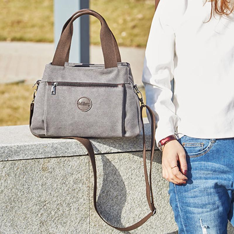 Damen-Canvas-Tasche, Handtaschen für Damen, Schultertasche, Messenger-Umhängetasche, große Kapazität, Arbeitstaschen 31*14*21cm graue von Joom DACH