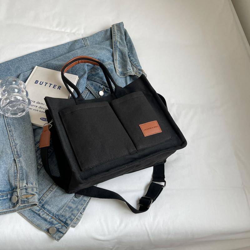 Damen Canvas Tasche Tragbare Schultertasche Kleine Tragetasche Einfarbig Weibliche Umhängetasche von Joom DACH