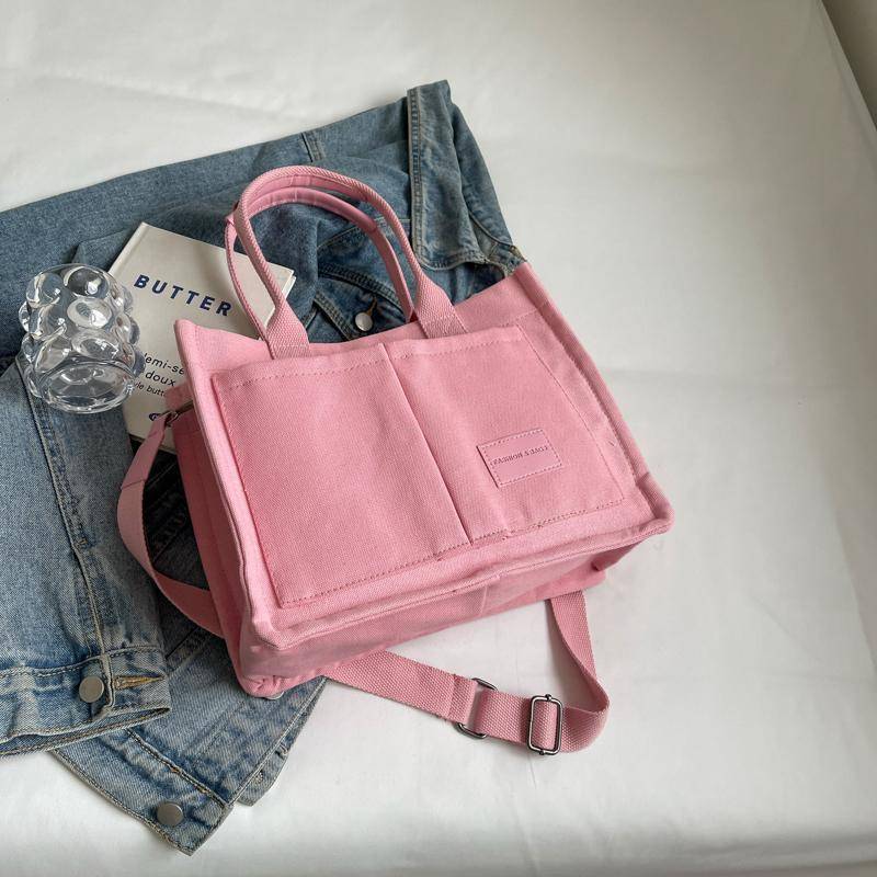 Damen Canvas Tasche Tragbare Schultertasche Kleine Tragetasche Einfarbig Weibliche Umhängetasche von Joom DACH