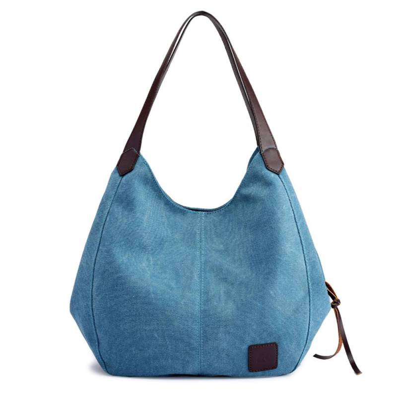 Damen Canvas Umhängetasche Handtasche mit mehreren Taschen Vintage Totes Hobo Bags blau von Joom DACH