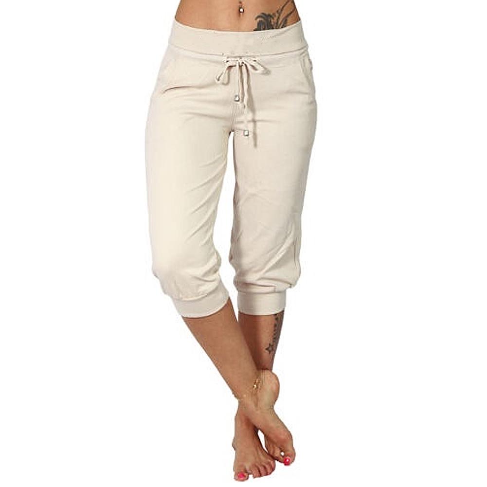 Damen Capri-Shorts mit Taschen, lässig, solide, sportlich, niedrige Hose L weiß Damen Capri-Shorts mit Taschen, lässig, solide, sportlich, niedrige Hose L weiß von Joom DACH