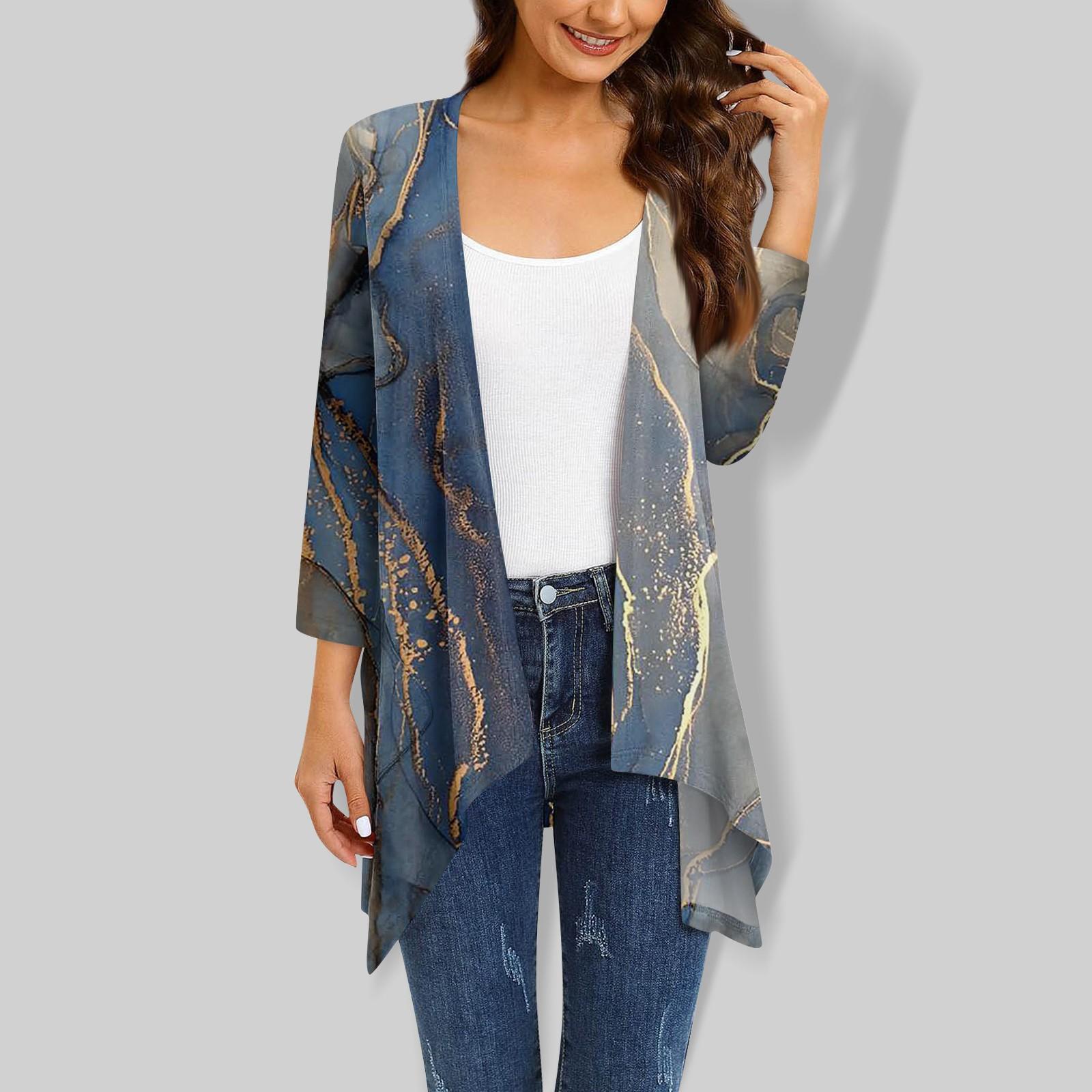 Damen-Cardigan mit unregelmäßigen Dreiviertelärmeln und Taschenjacke M von Joom DACH