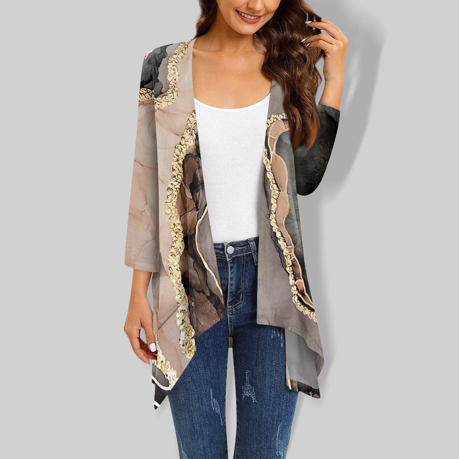 Damen-Cardigan mit unregelmäßigen Dreiviertelärmeln und Taschenjacke XXXL von Joom DACH