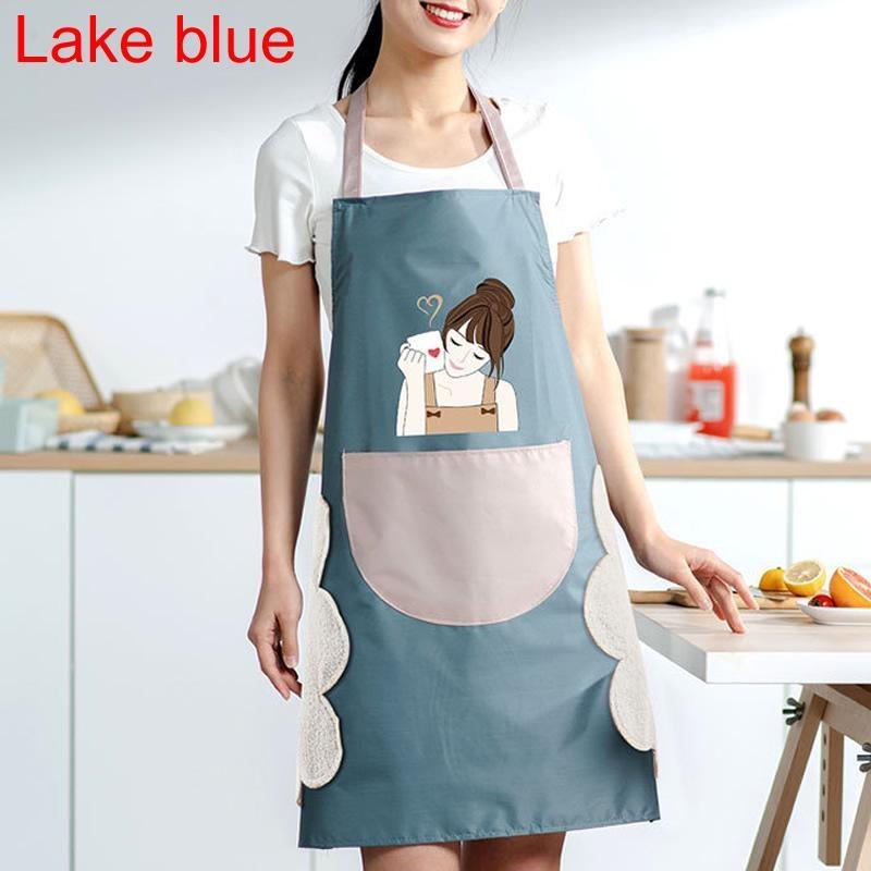 Damen-Cartoon-Schürze, wasserdicht, ölbeständig, kann Hände abwischen, Küche, Arbeitskleidung, Zuhause, Kochen, Reinigung, ärmellose Damen-Schürze von Joom DACH