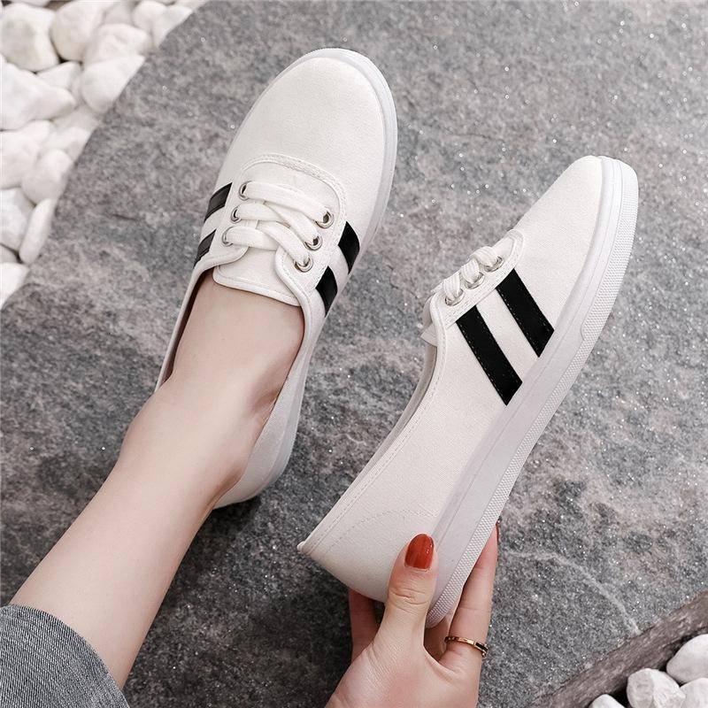 Damen Casual Canvas Work Flats Loafers Slip On Damen Flats Soft Fashion Bootsschuhe 35 weiß von Joom DACH