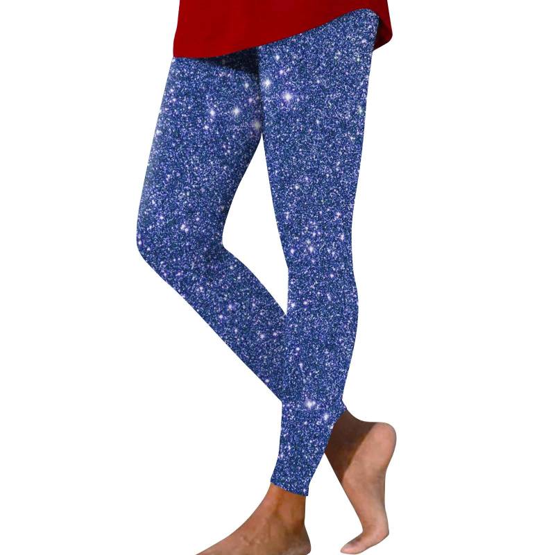 Damen Casual Fashion Outdoor Pailletten Schlanke elastische Yogahose Neun-Minuten-Hose L von Joom DACH