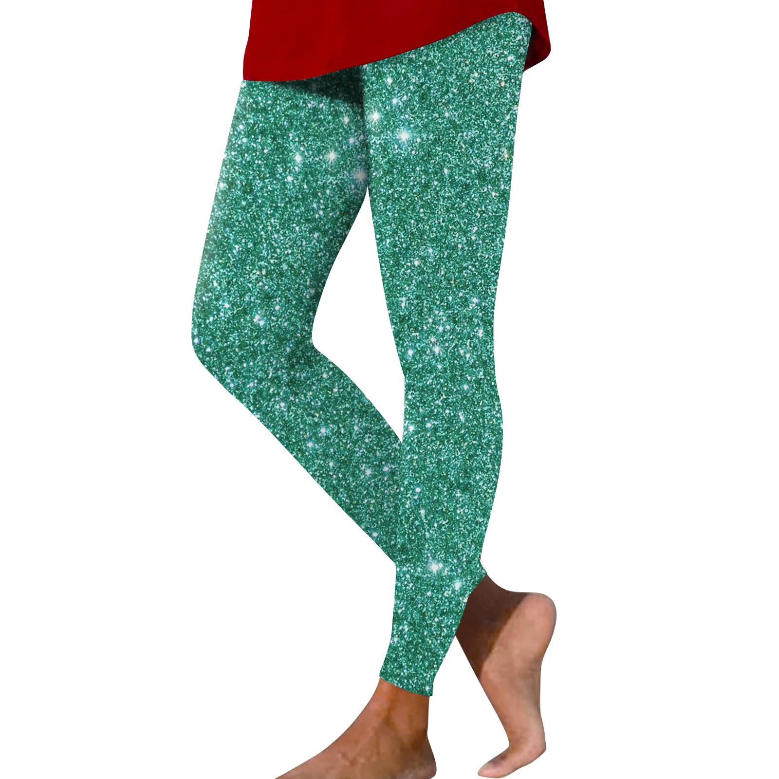 Damen Casual Fashion Outdoor Pailletten Schlanke elastische Yogahose Neun-Minuten-Hose XL türkis von Joom DACH