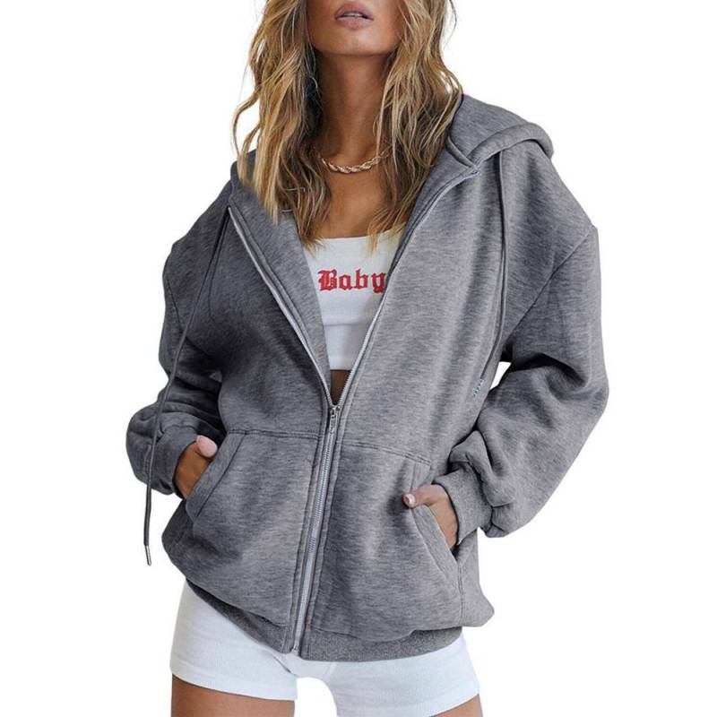 Damen Casual Full Zip Up Sherpa Gefüttert Hoodie Sweatshirt Jacke Plus Größe Plüsch Mantel 3XL von Joom DACH