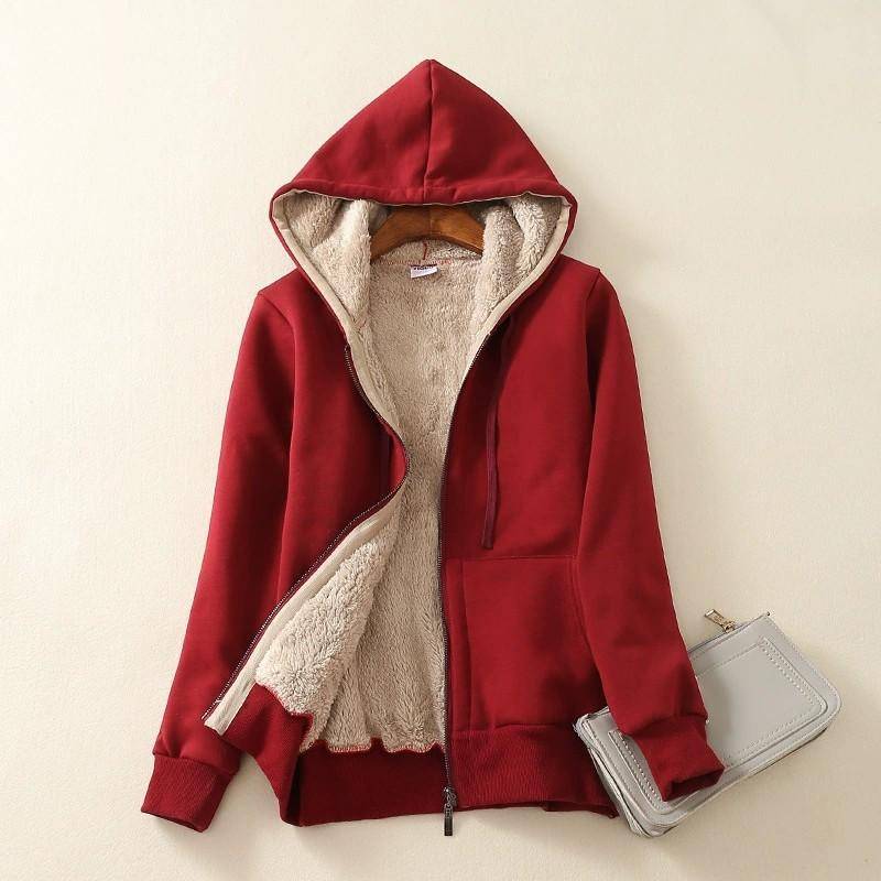 Damen Casual Full Zip Up Sherpa Gefüttert Hoodie Sweatshirt Jacke Plus Größe Plüsch Mantel 8XL von Joom DACH