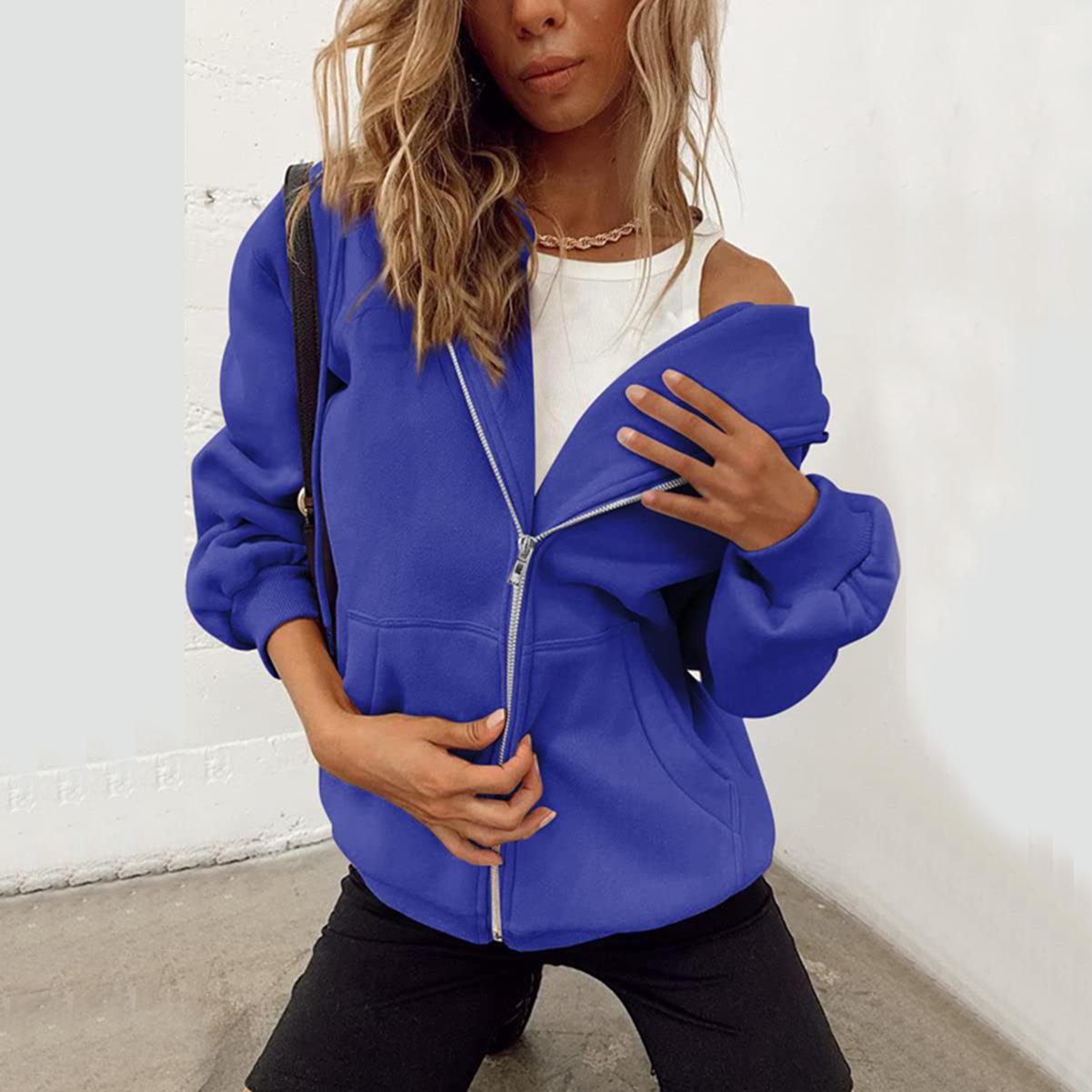 Damen Casual Full Zip Up Sherpa Gefüttert Hoodie Sweatshirt Jacke Plus Größe Plüsch Mantel M von Joom DACH