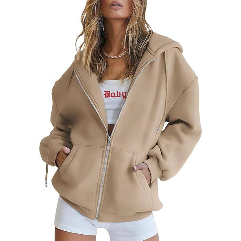 Damen Casual Full Zip Up Sherpa Gefüttert Hoodie Sweatshirt Jacke Plus Größe Plüsch Mantel XL von Joom DACH