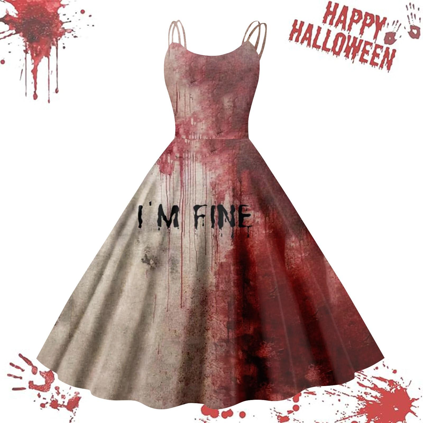 Damen Casual Halloween Bedrucktes Träger Vintage Kleid M von Joom DACH