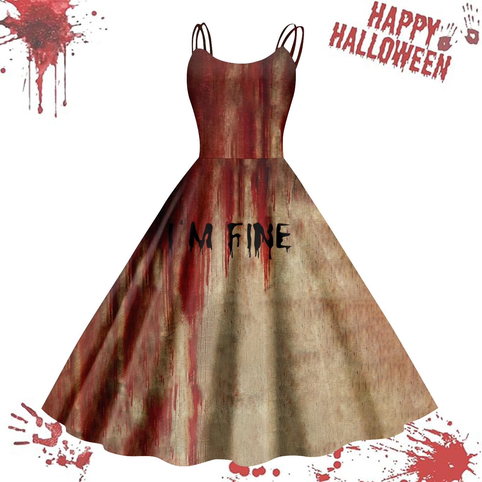 Damen Casual Halloween Bedrucktes Träger Vintage Kleid XXL von Joom DACH