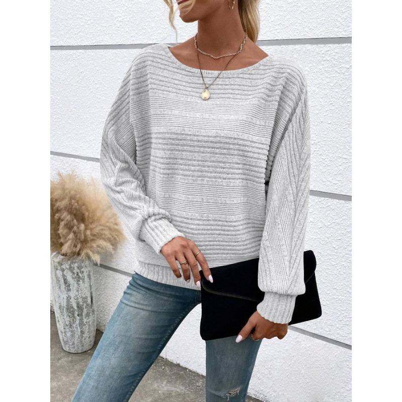 Damen Casual Langarm Pullover Oberteil mit Rundhalsausschnitt und Patchwork-Design S licht grau von Joom DACH
