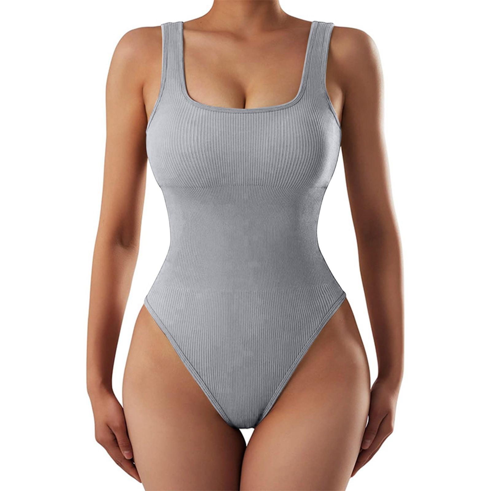 Damen Casual Sexy Fashion Solid Color Button Rib Weste Schlankheitsoverall S graue von Joom DACH