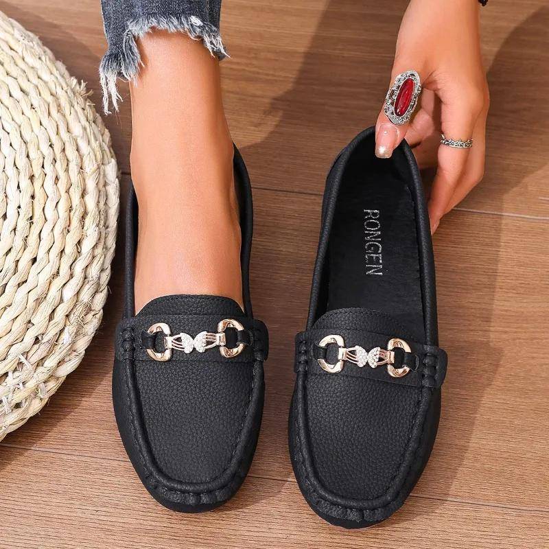 Damen Casual Slipper Mary Jane Schuhe Frühling Herbst Neue Mode Runde Zehe Einfarbig Weiche Sohle Flache Loafer Zapatos De Mujer 39 schwarz von Joom DACH