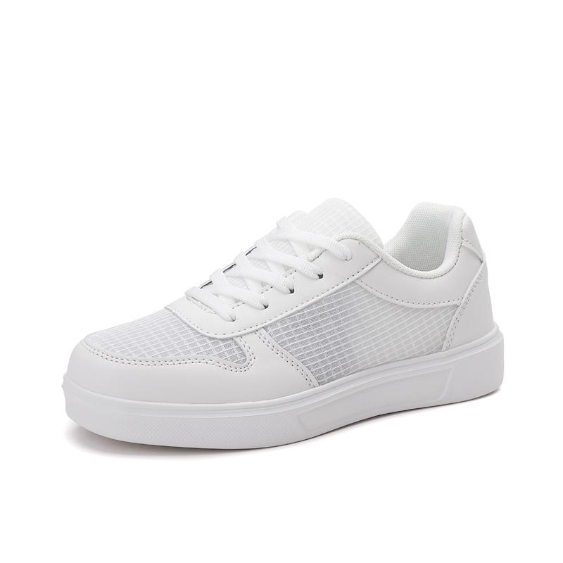 Damen Casual Sneakers Weiß Sommer Ausgehöhlte Schnürung Vorne Skateschuhe Damen Leichte Wanderschuhe 42 von Joom DACH
