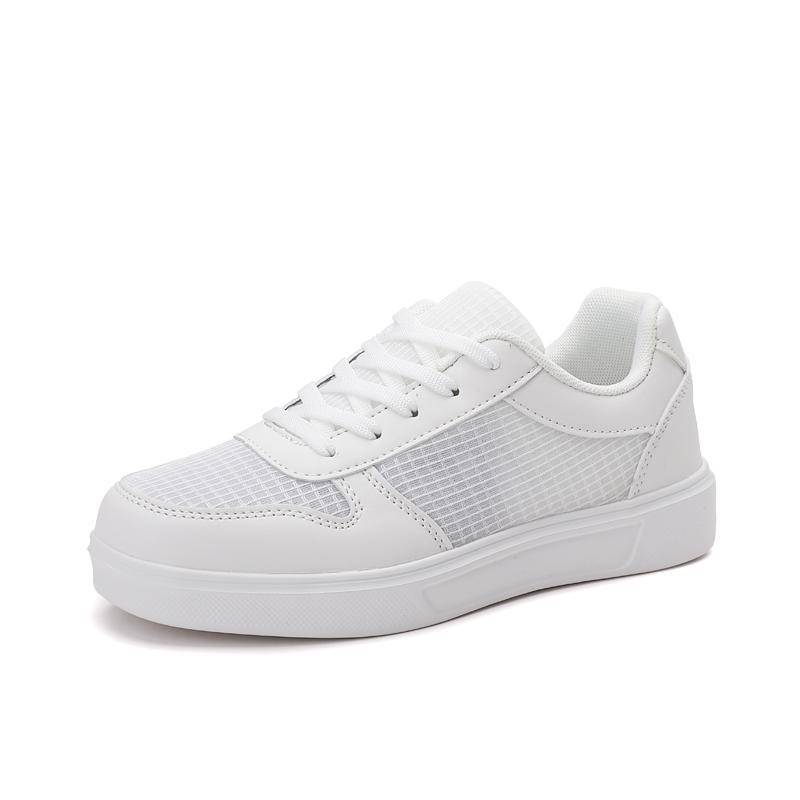 Damen Casual Sneakers Weiß Sommer Ausgehöhlte Schnürung Vorne Skateschuhe Damen Leichte Wanderschuhe 42 von Joom DACH