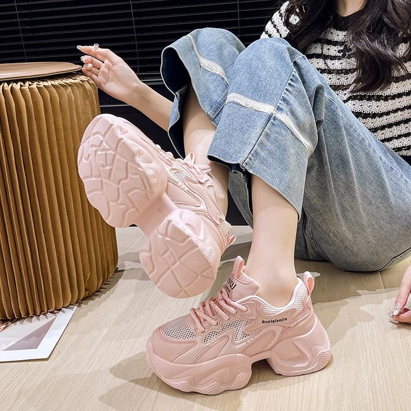 Damen Chunky Sneaker Weiße Sneaker Damen Plateau Schuhe für Frau Mode Freizeit Trainer 40 rosa von Joom DACH