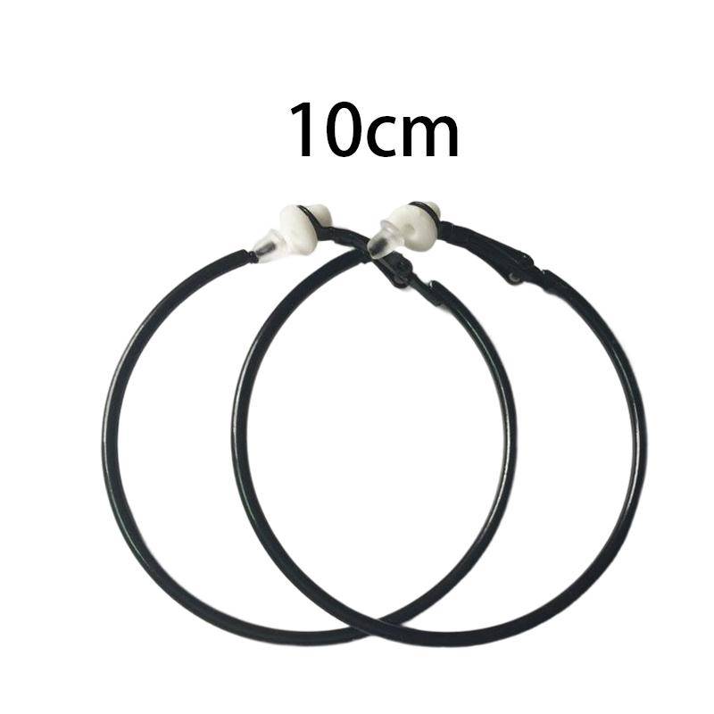 Damen-Clip-Ohrringe ohne Piercing, Creolen, kleiner großer Kreis, Ringe mit Gold- und Silberbeschichtung 10CM schwarz von Joom DACH