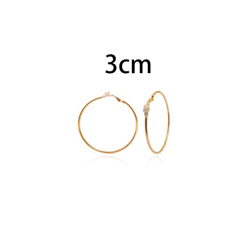 Damen-Clip-Ohrringe ohne Piercing, Creolen, kleiner großer Kreis, Ringe mit Gold- und Silberbeschichtung 3CM gold von Joom DACH