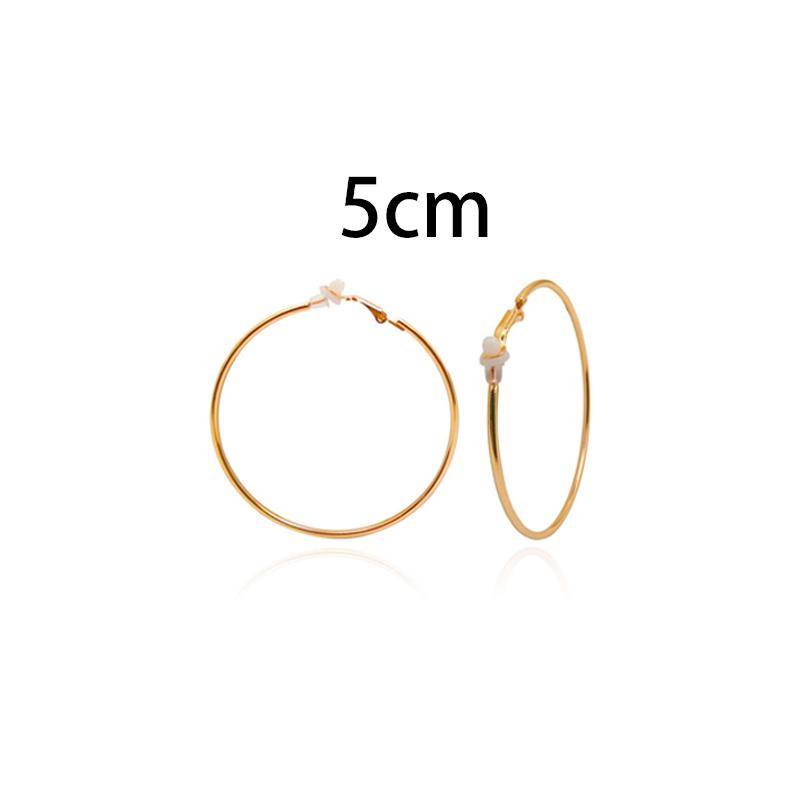 Damen-Clip-Ohrringe ohne Piercing, Creolen, kleiner großer Kreis, Ringe mit Gold- und Silberbeschichtung 5CM gold von Joom DACH
