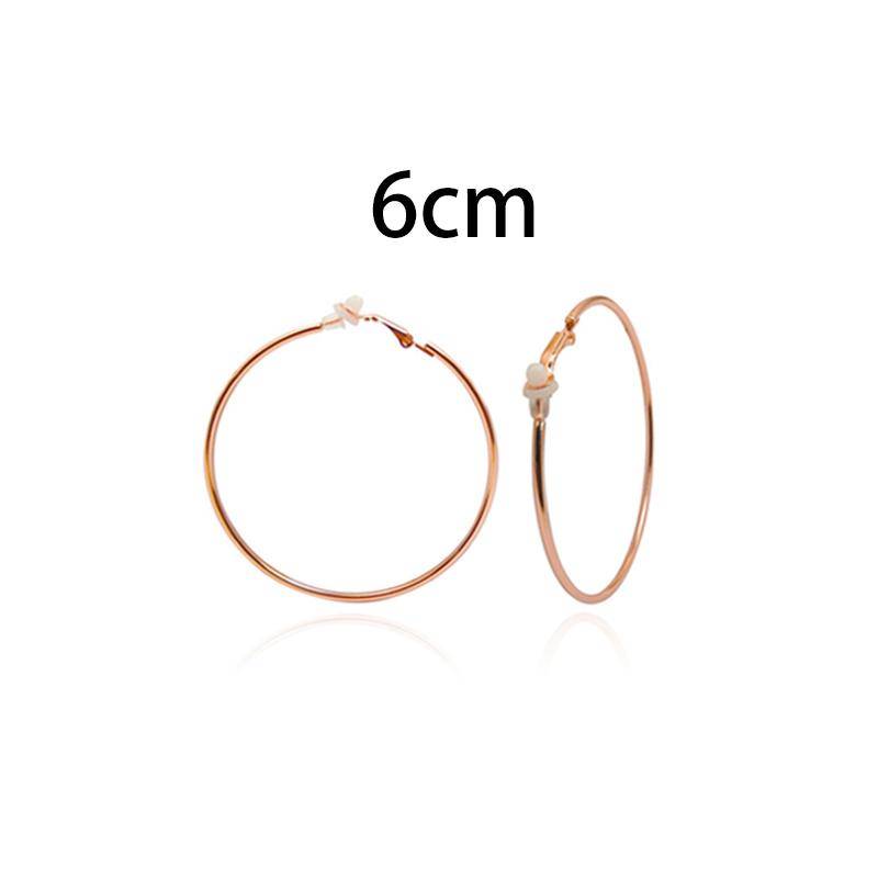 Damen-Clip-Ohrringe ohne Piercing, Creolen, kleiner großer Kreis, Ringe mit Gold- und Silberbeschichtung 6CM rose gold von Joom DACH