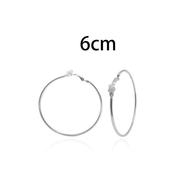 Damen-Clip-Ohrringe ohne Piercing, Creolen, kleiner großer Kreis, Ringe mit Gold- und Silberbeschichtung 6CM silber von Joom DACH