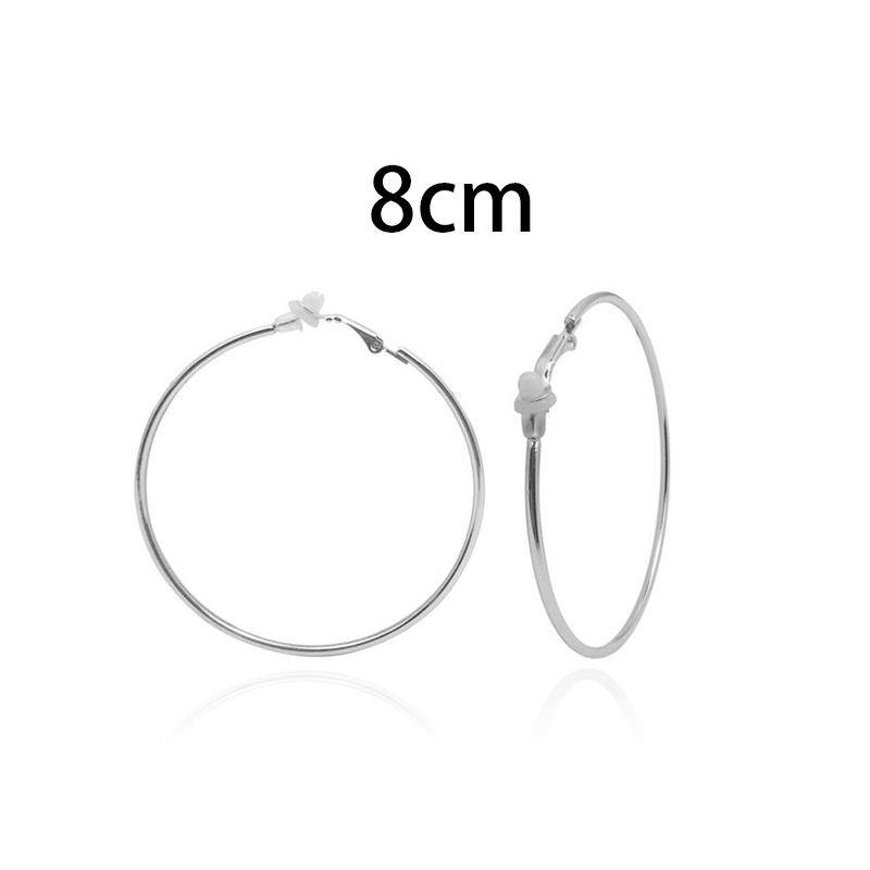 Damen-Clip-Ohrringe ohne Piercing, Creolen, kleiner großer Kreis, Ringe mit Gold- und Silberbeschichtung 8CM silber von Joom DACH