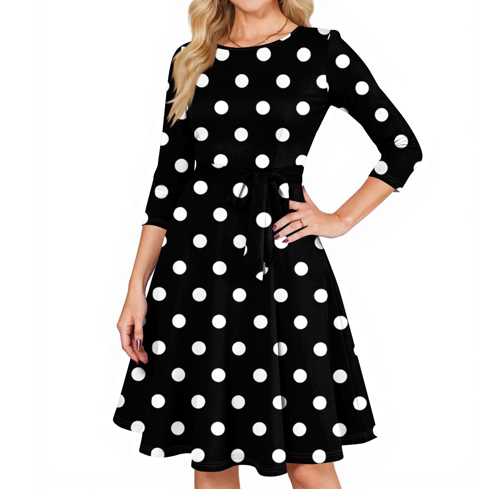 Damen Cocktailkleider 3/4 Ärmel Vintage Hochzeitsgastkleid L schwarz von Joom DACH