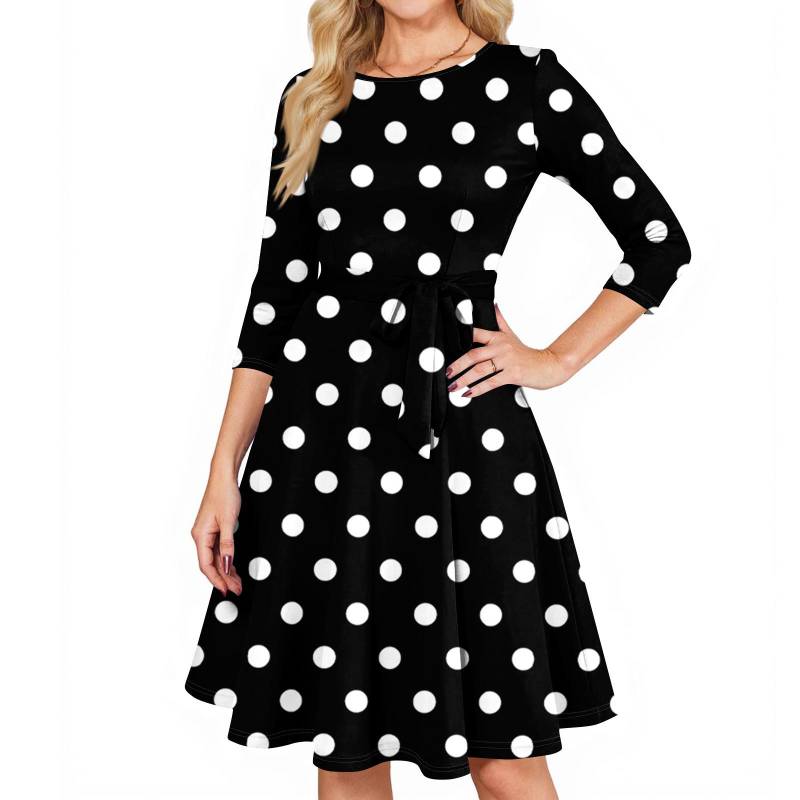 Damen Cocktailkleider 3/4 Ärmel Vintage Hochzeitsgastkleid L schwarz von Joom DACH