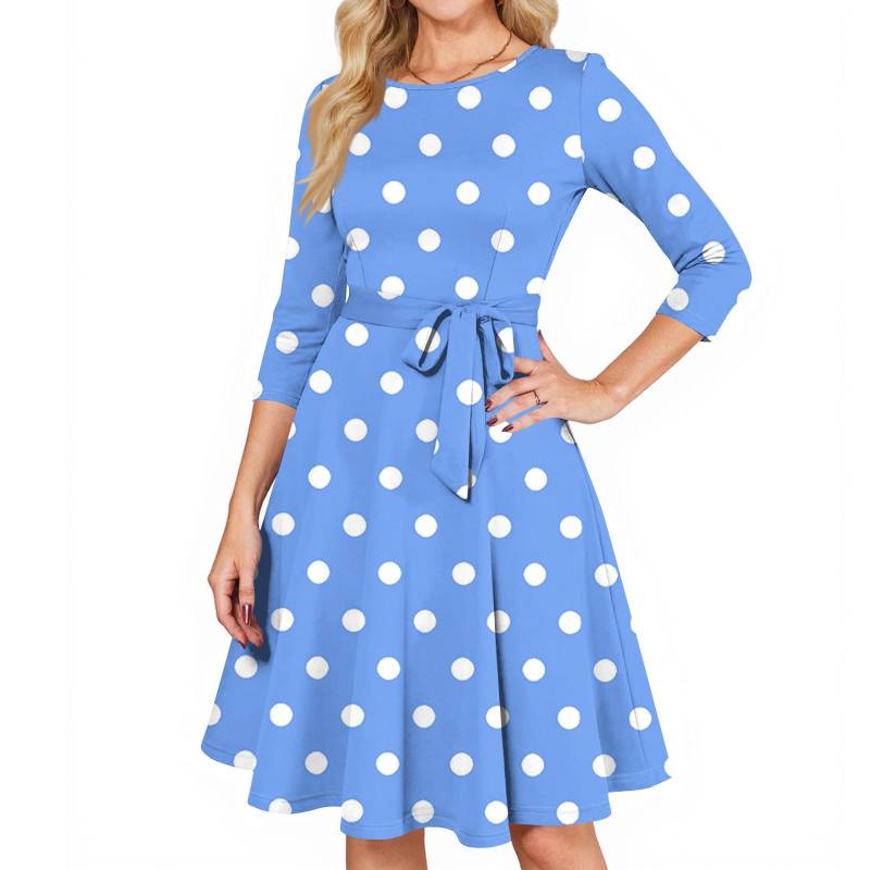 Damen Cocktailkleider 3/4 Ärmel Vintage Hochzeitsgastkleid XXL blau von Joom DACH