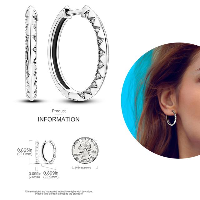 Damen-Creolen aus 925er-Silber, funkelnder Pavé-Cz, luxuriöser edler Schmuck, Geschenk für Hochzeit, Verlobung, Party, schlichter Ohrring von Joom DACH