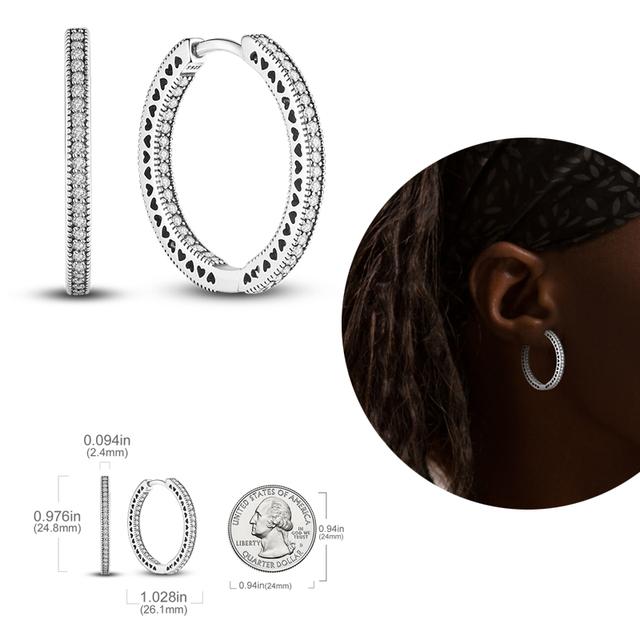 Damen-Creolen aus 925er-Silber, funkelnder Pavé-Cz, luxuriöser edler Schmuck, Geschenk für Hochzeit, Verlobung, Party, schlichter Ohrring von Joom DACH