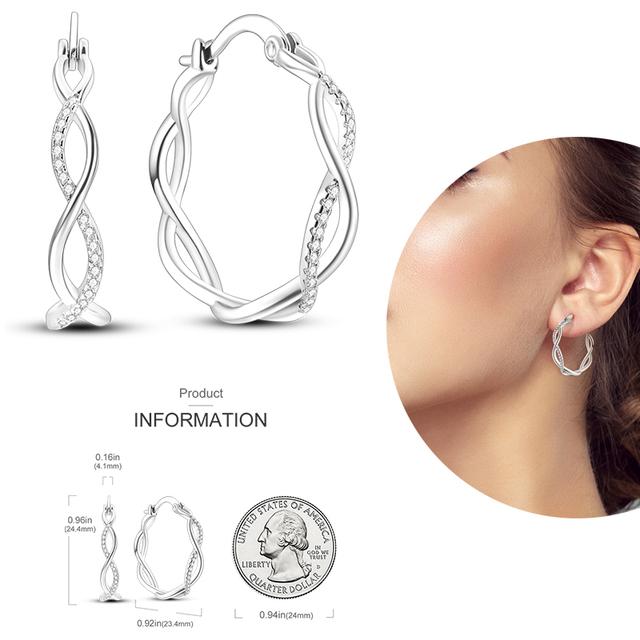 Damen-Creolen aus 925er-Silber, funkelnder Pavé-Cz, luxuriöser edler Schmuck, Geschenk für Hochzeit, Verlobung, Party, schlichter Ohrring von Joom DACH